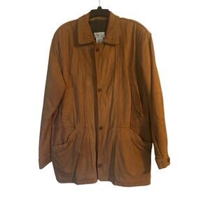 GUC Paradox Men's Brown Leather Suede Jacket Snaps and Zips in Front Size LT
